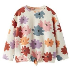 NWT Zara Soft Touch Knotted Floral Top Multicolor Girls 5-6